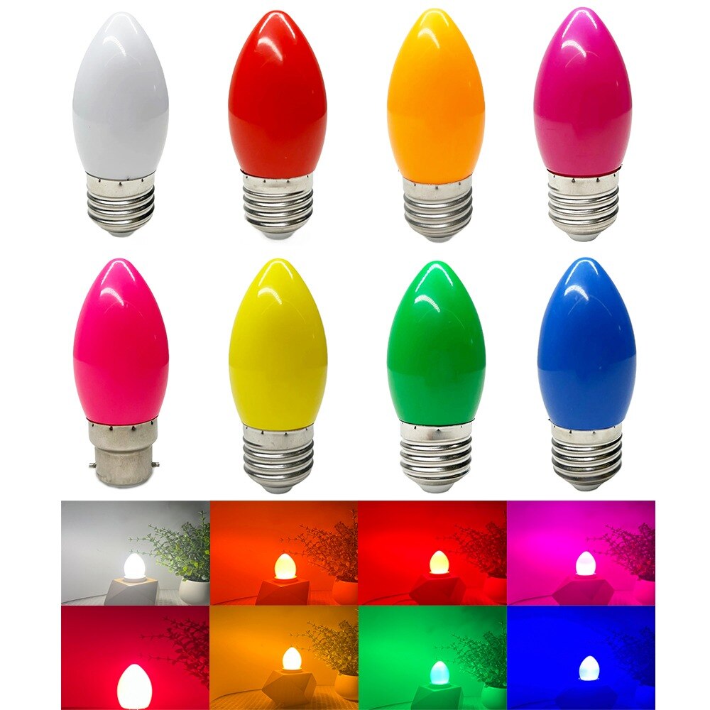 2W Colorful Oval LED Bulb Christmas Lights Light Bulb E27 B22 Led Bar Light  Red Blue Green LED Light for Bar KTV Party Lighting