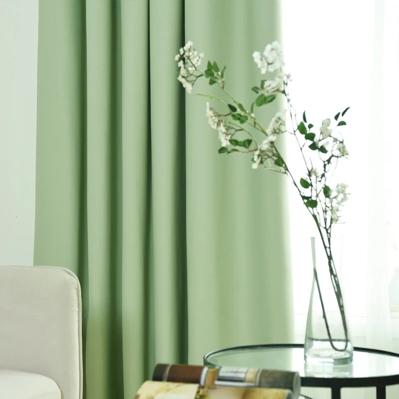 Trái Cây-màu xanh lá cây Rèm phòng khách phòng màu trơn rèm cửa sổ cho phòng ngủ chất lượng nội thất hiện đại trang trí nội thất cho nhà