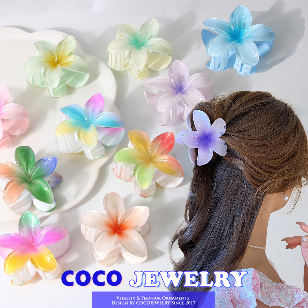 COCOJEWELRY 8cm Pearl Color Gradient Large Flower Hairpin for Women Korean