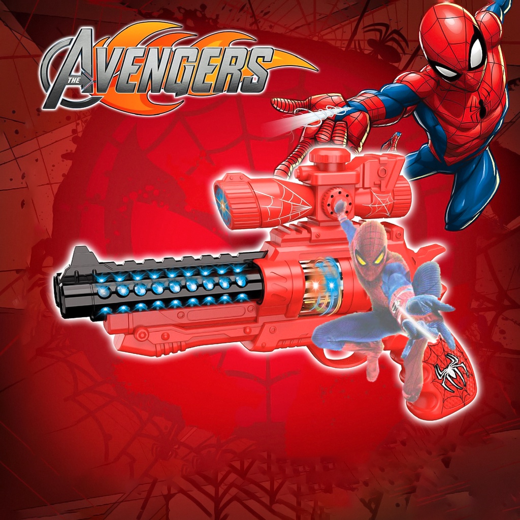 Đồ chơi sung spiderman pubg phát sáng, phát nhạc, kèm rυng - đồ chơi sung pin trẻ em an toàn