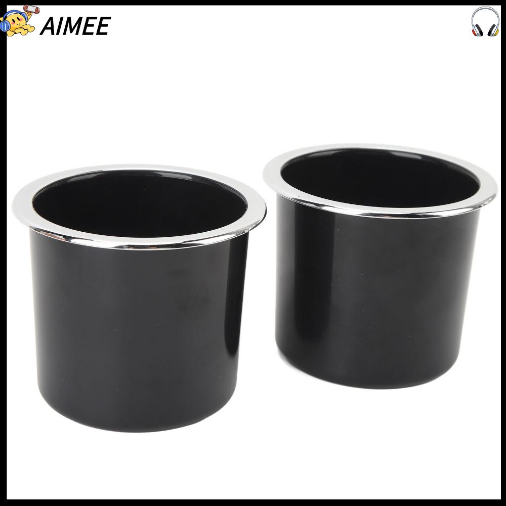 AIMEE 2 Pcs Đen Giá đỡ cốc với các cạnh mạ bạc 73mm Giá đỡ lon Hỗ trợ ổn định 2,87 inch Đặt vào giá đỡ cốc Thuyền