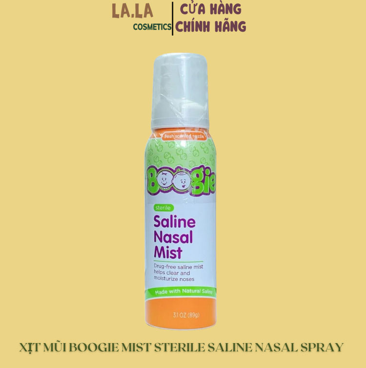 Xịt mũi vô trùng giảm nghẹt mũi Boogie Sterile and Non-Medicated Saline Nasal Mist Spray for Kids