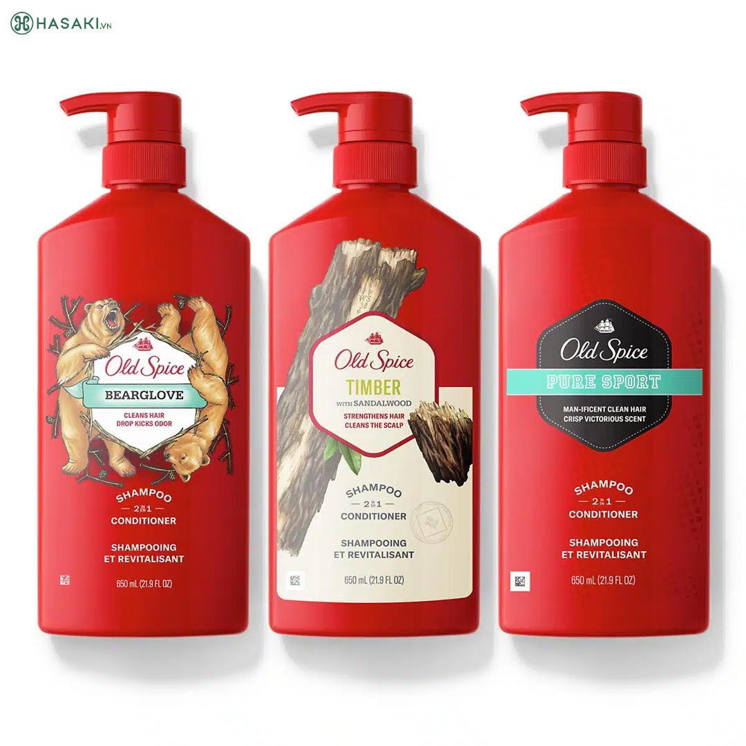 Dầu Gội Xả 2in1 Old Spice 650ml – Hương Nước Hoa Nam Giới Thơm Lâu, Giúp Tóc Mềm Mượt