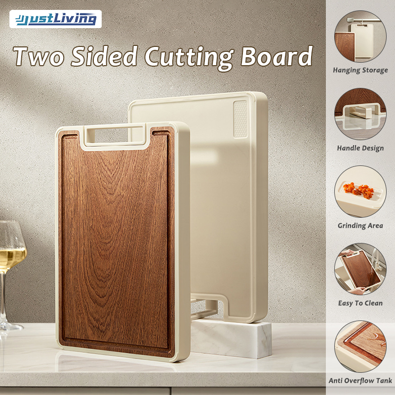 JustLiving Double Sided Cutting Board Wooden and PP Cutting Board for Kitchen Antimicrobial and Mold Resistant Cut Board with Juice Groove All Whole Single Wood Butcher Block ราคา 1,117 บาท*ส่งฟรี