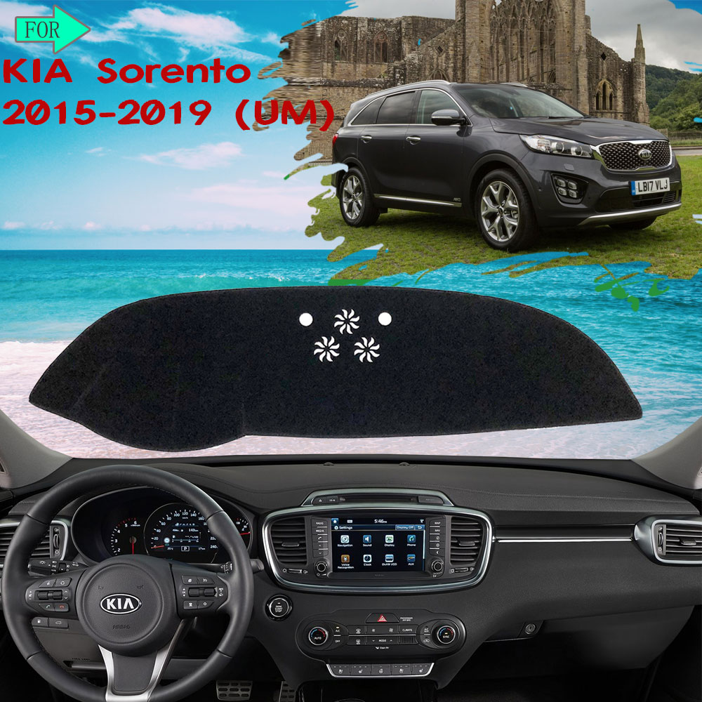 thumbnail image 2 of Sunland Black Dashmat Dashboard Cover For Kia Sorento UM (2015-2020) – RHD, Carpet Material 2 of 6