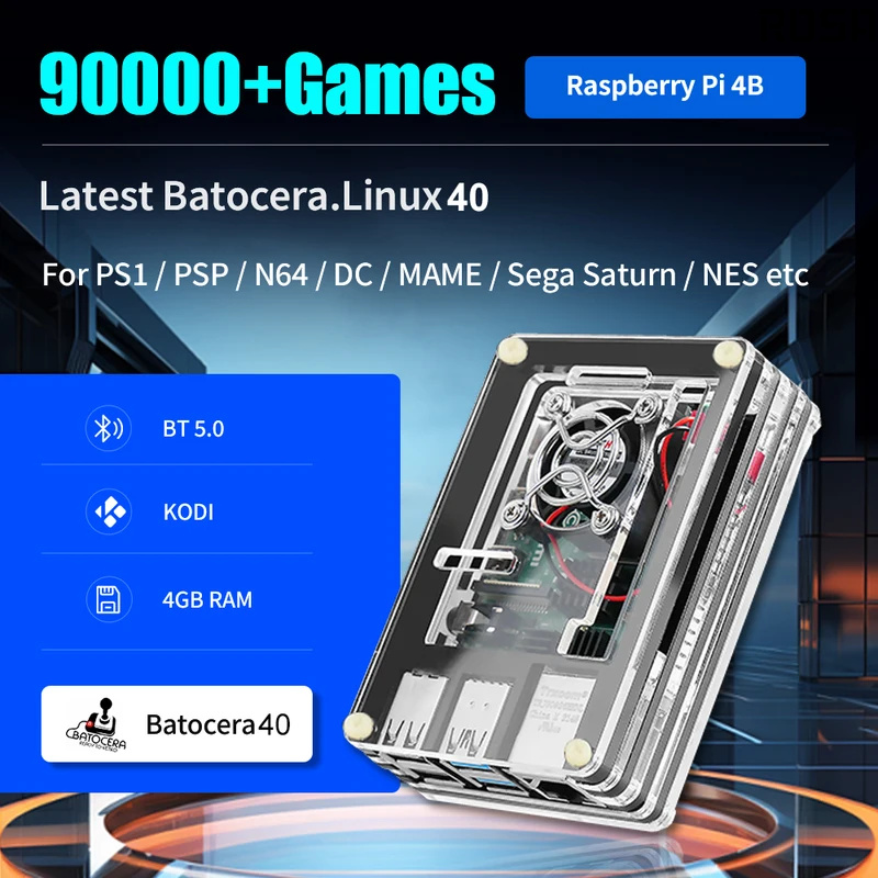 2025 Raspberry Pi 4 Model B 4G RAM Retro Video Game Console Latest Batocera 40 OS 4K Output With Games For PSP/PS1/DC/N64/MAME ราคา  11,454 บาท*ส่งฟรี