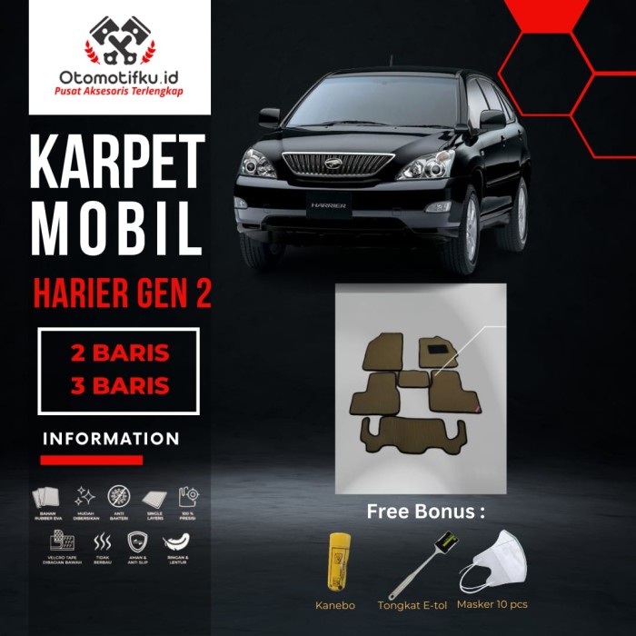 [ OTOMOTIFKU ] Karpet Mobil Toyota Harrier Generasi 2Bahan Single Layer Ruber Premium - Bagasi Only, Hitam-Coffee Harga 550,000 rupiah*Gratis Ongkir