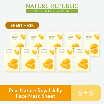 Nature Republic Real Nature Royal Jelly Face Mask Sheet - for Normal Skin (5+5)