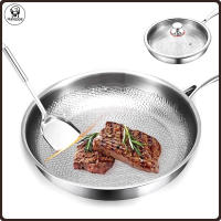 Haloppe Titanium Frying Pan with Lid Scratch-Resistant Skillet Non-Stick Hammered Cookware for Gas Electric Induction Stoves Healthy Cooking Essential