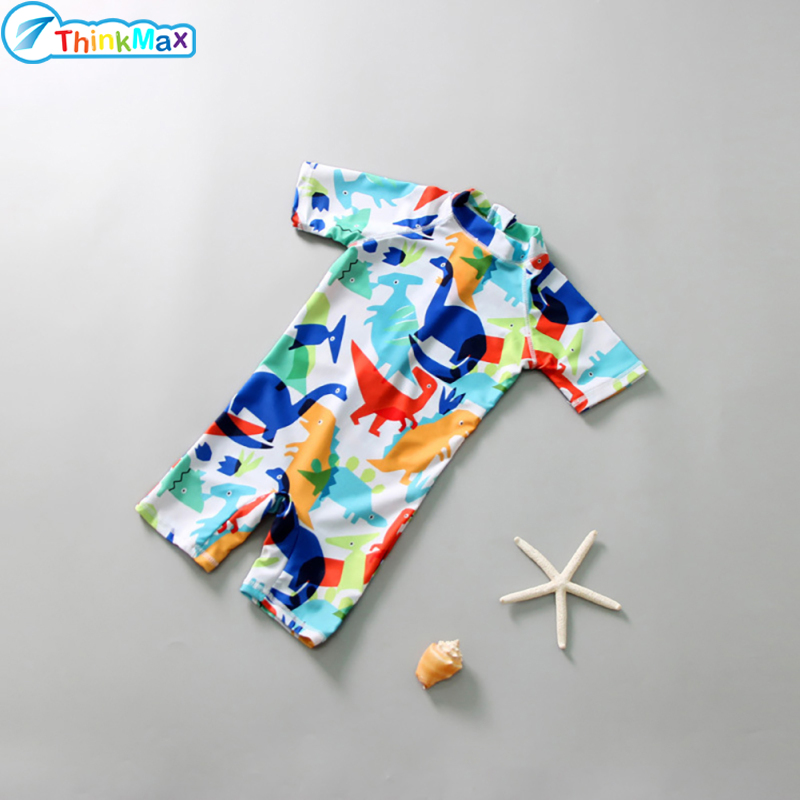 Boys Toddler Short Sleeve One-Piece Swimsuit Anti-uv Sun Protection Sunscreen Cute Print Swimwear Surfing Suit ราคา 210 บาท*ส่งฟรี