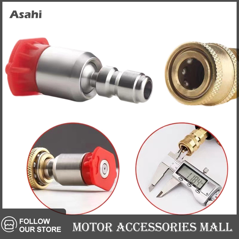 Asahi Motor Vòi phun áp lực cao kết nối nhanh bằng thép không gỉ 360 độ 1/4 "vòi phun 0 15 25 40 độ Phụ kiện rửa xe hơi