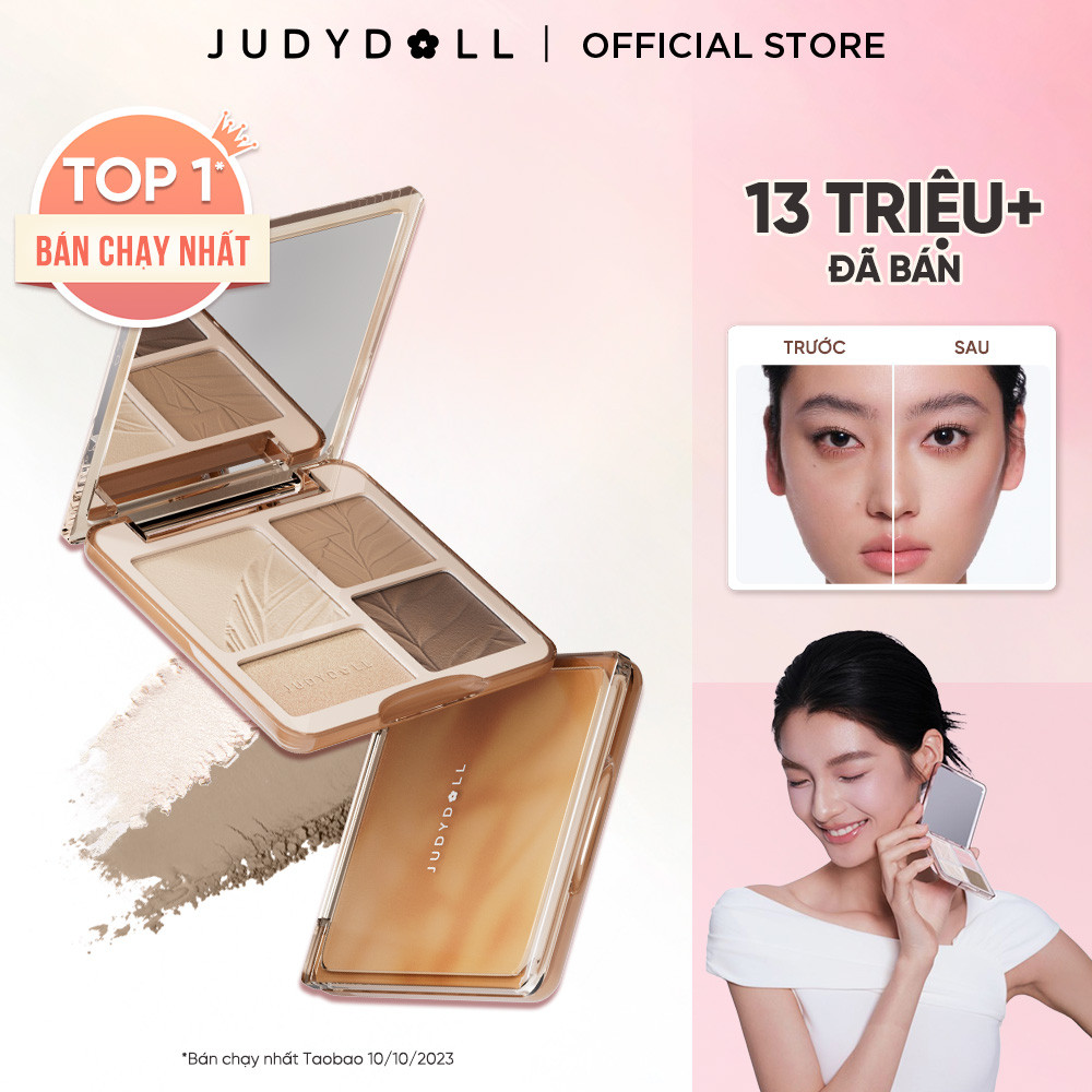 Bảng Phấn Bắt Sáng Tạo Khối JUDYDOLL 4 Ô 9g Mỏng Nhẹ Mịn Chuẩn Màu Lâu Trôi Tạo Hiệu Ứng Highlight Bắt Sáng 3D Gloss Highlight & Contour Palette