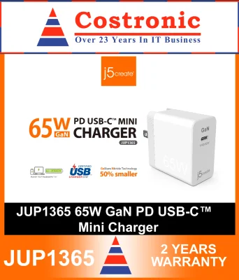 J5CREATE JUP1365 65W GaN PD USB-C™ Mini Charger