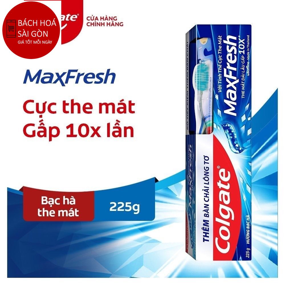 COLGATE KEM ĐÁNH RĂNG MAXFRESH TUÝP 225G TẶNG KÈM BÀN CHẢI LÔNG TƠ