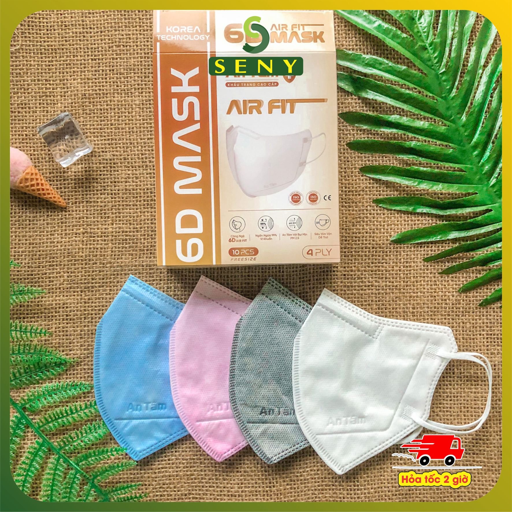 Khẩu trang 6d mask 4 lớp kháng khuẩn ngăn bụi mịn ôm khít khuôn mặt chính