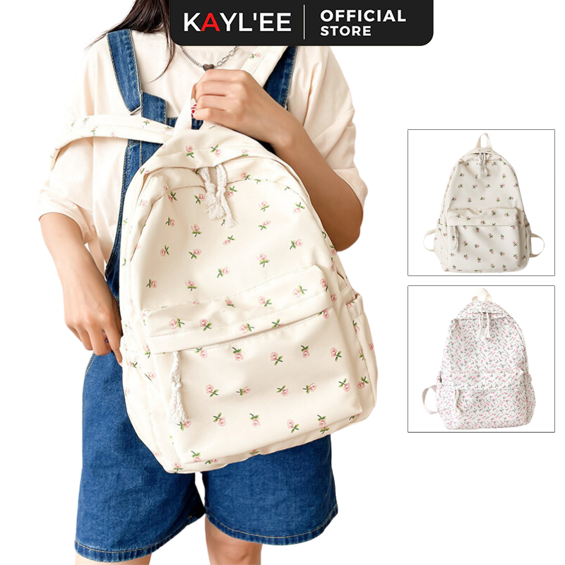 [Mã BMLTA35 giảm đến 35K đơn 99K] Balo Vải Nữ Hoa Nhí Dễ Thương Thời Trang KAYLEE KT 40x31x13cm BLV04