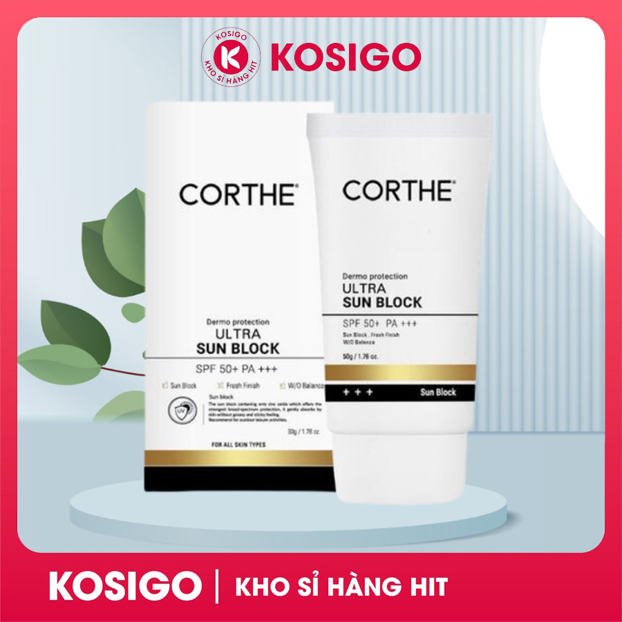 Kem chống nắng vật lý kiềm dầu corthe dermo protection ultra sun block spf50+ pa+++ 50g hàn quốc