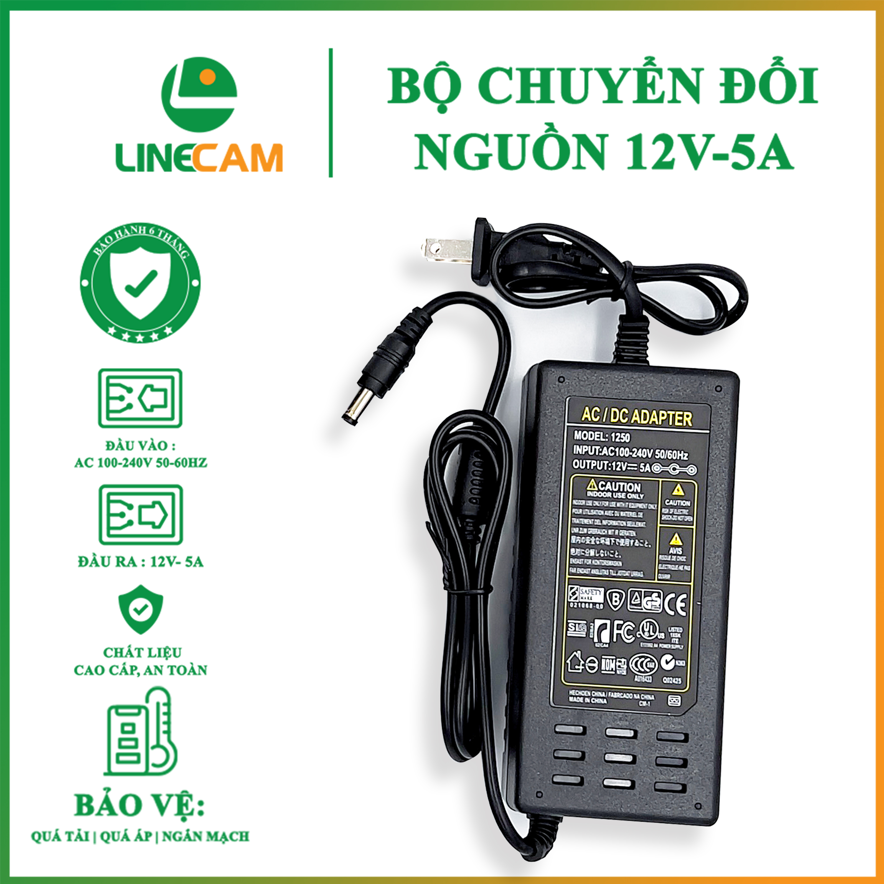 Nguồn adapter 12v 5a , Bộ chuyển đổi nguồn từ 220v sang 12v dùng cho hệ