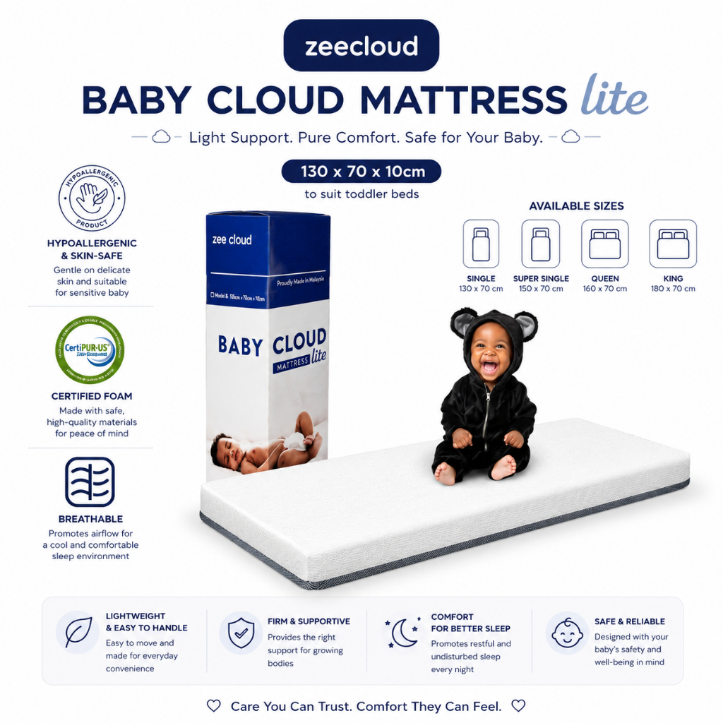 [[NEW LAUNCH]] ZEECLOUD® Baby Cloud LITE Mattress – Breathable/Medium Firm/130X70X10/140 X 70 X 12CM