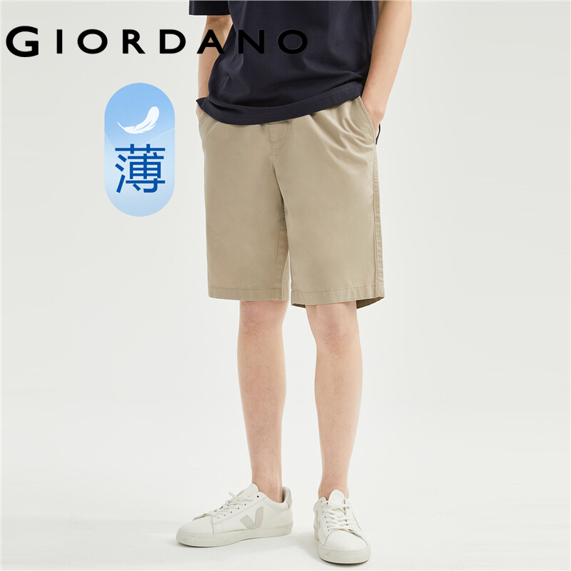 GIORDANO ผู้ชาย กางเกงขาสั้นผ้าฝ้าย 100% กางเกงขาสั้นฤดูร้อนน้ำหนักเบาหลายกระเป๋าเอวยางยืดกางเกงขาสั้นลำลองแฟชั่นเรียบง่าย 01104339 ราคา 731 บาท*ส่งฟรี