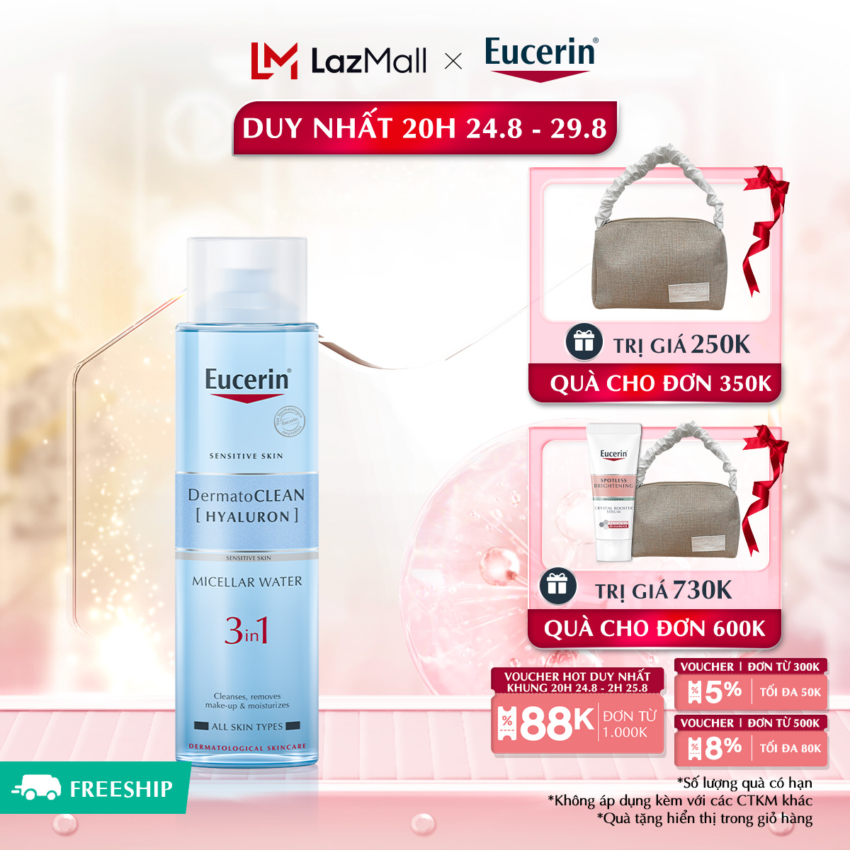 Nước tẩy trang dịu nhẹ cho da nhạy cảm Eucerin Dermato Clean Micellar Cleansing Water 400ml