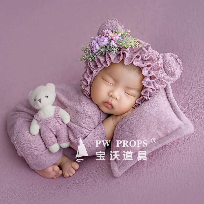 Trẻ sơ sinh quần áo tự làm Teddy mũ gấu đồ chơi và áo liền quần đi chơi ảnh đạo cụ chụp ảnh bé động vật nhồi dễ thương nắp ca-pô