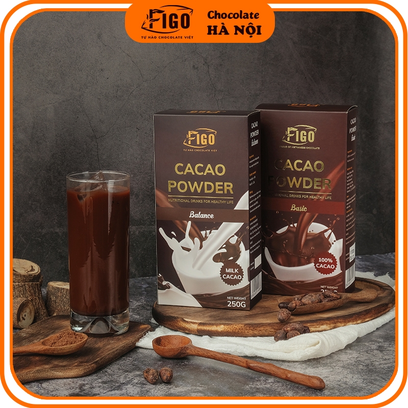 [Chính hãng] 1 Hộp Bột Chocolate, Bột Socola sữa pha uống 80% cacao ít đường Figo 250g Dòng Balance