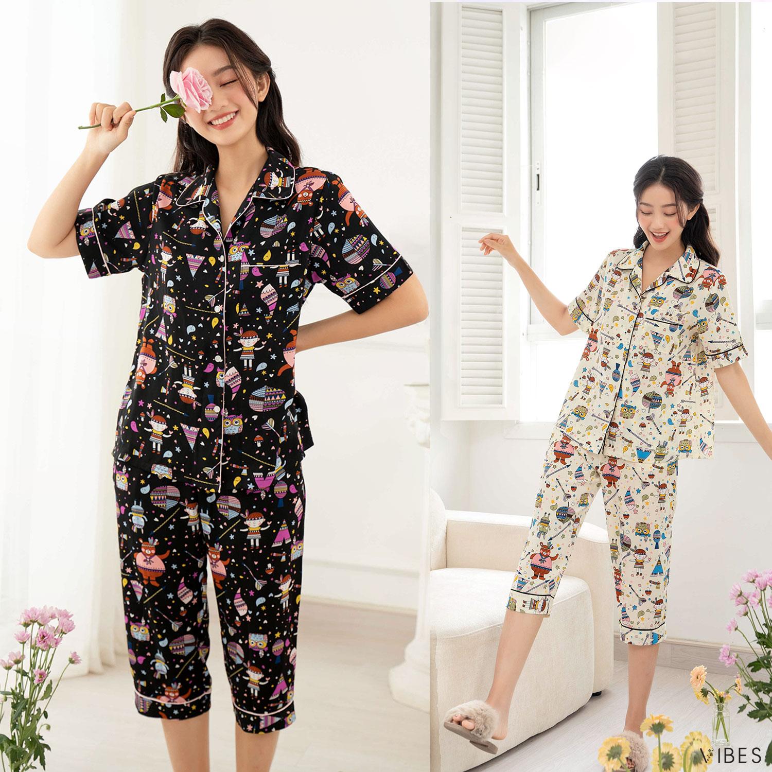 Vibes pijama lửng owl capri py set
