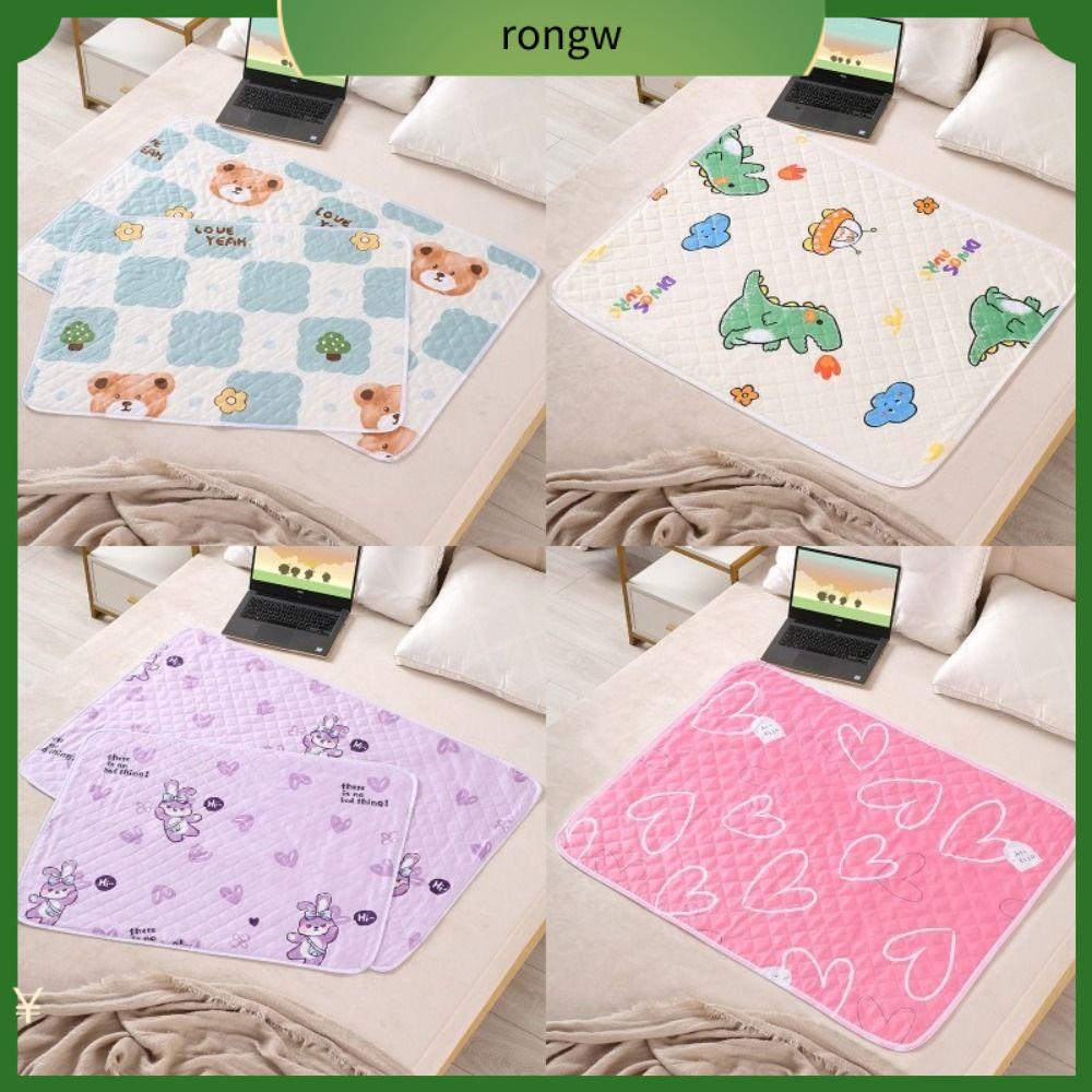 RONGW Phim hoạt hình dễ thương Thảm tiểu cho bé Thoáng khí Chống nước Tấm lót giường chống tiểu Mềm mại Vải Đệm ngủ cho bé Em bé