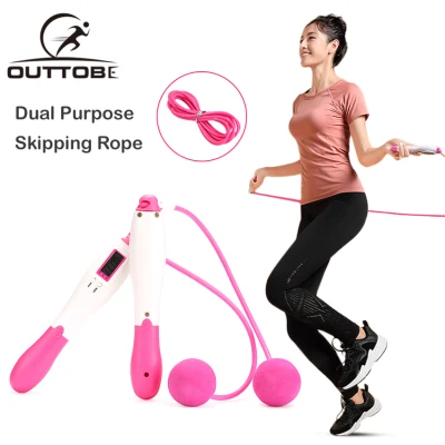 Outtobe Counting Jump Rope Count Rope Adjustable Jumping Rope Fitness Light Skipping Rope Tangle-Free for Aerobic Exercise Like Speed Training with Multi-function Display for Women & Men