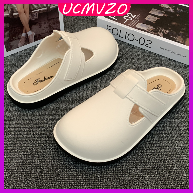 UCMVZO Women Jelly Flat Wedges Half Sandals Adjustable Strap Fashion Shallow Mouth ราคา 340 บาท*ส่งฟรี