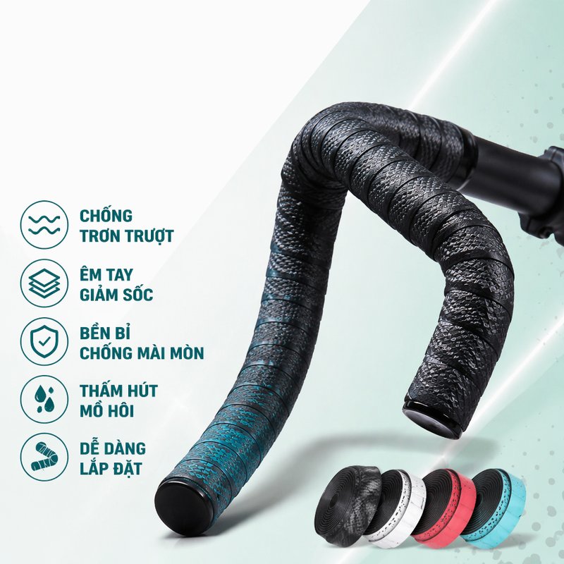 băng quấn ghi đông xe đạp tape tay lái chống trượt giảm chấn thấm hút mồ hôi PU EVA bền êm ái đạp đường dài