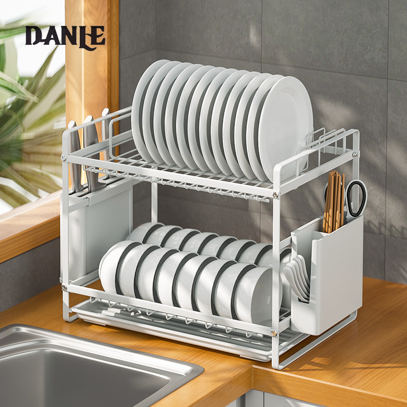 Kitchen shelves: double bowl rack with chopsticks storage drain rack, kitchen drain rack, dish storage dish rack ราคา 518 บาท*ส่งฟรี