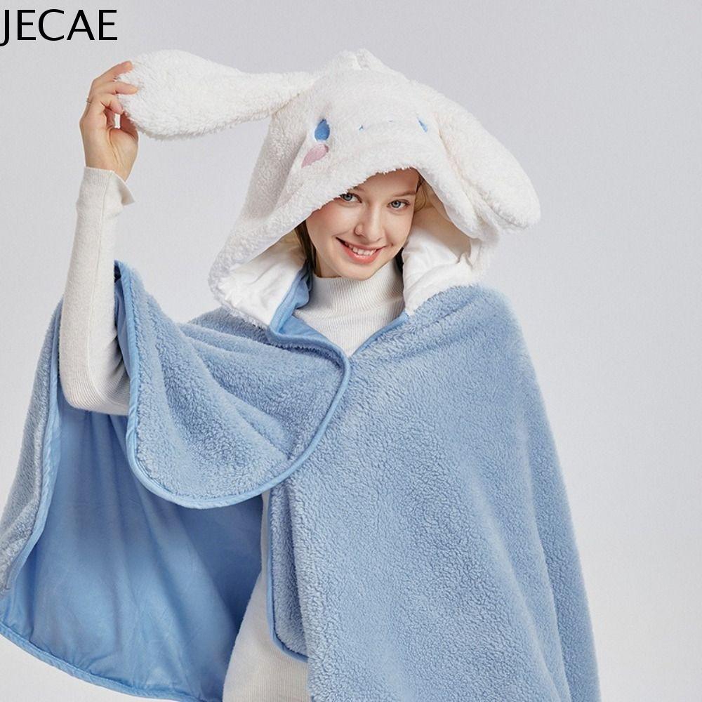 JECAE Phim hoạt hình Chăn ngủ có mũ Ấm áp Mềm mại Chăn điều hòa Dễ thương Ấm cúng Khăn quấn em bé Trang chủ