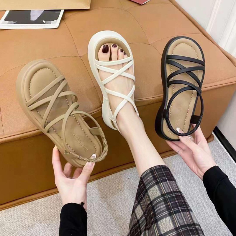 Sandal nữ quai mảnh dây chéo đế cao 5p phong cách thời trang 2023