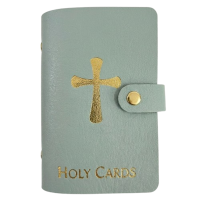 FOUNDTWO PU Leather Prayer Card Holder Compact 40 Slots Holy Card Booklet Lightweight Snap Closure Card Collection Case Church Devotional
