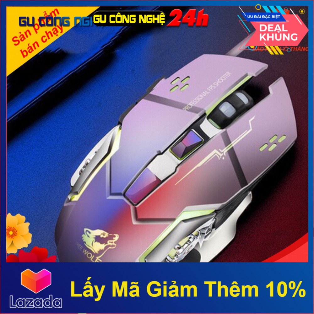 Chuột gaming free wolf v5 led 7 màu cực đẹp chuyên game dây siêu bền -dc2220