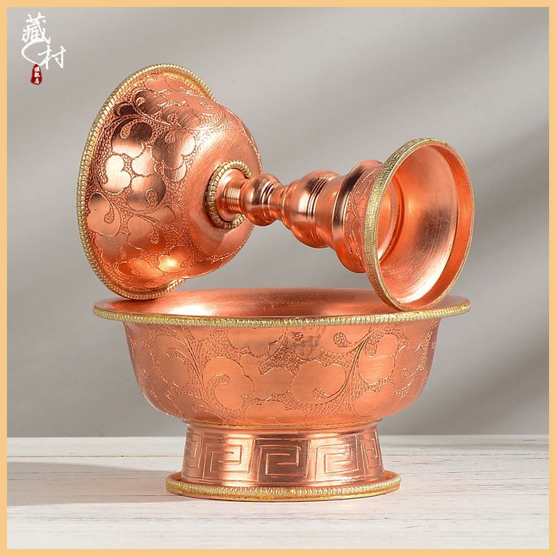 Chén hộ pháp bằng đồng nguyên chất trước phật kính thần thủy chén hồng đồng Tây Tạng điêu khắc hoa tài thần bát cát tường phật trang trí - Thương hiệu OEM Giá 2,100,000 Đồng*Miễn phí vận chuyển