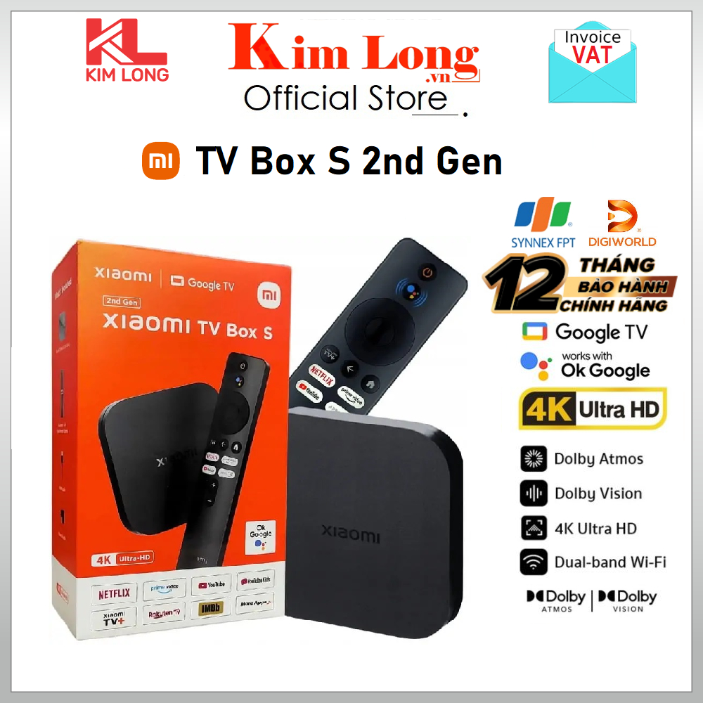 Tivi box Xiaomi Mi box S Gen 2 Google TV UHD 4K(3840x2160p) HDR Bản quốc tế - Chính Hãng Digiworld