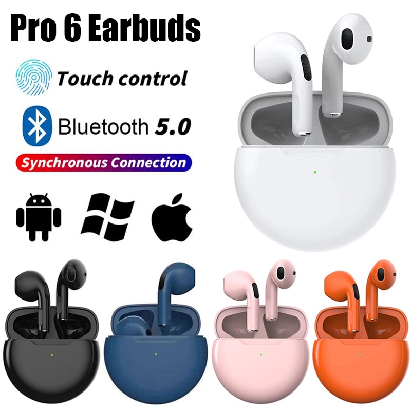 Original Air Pro 6 Wireless Headphones with Mic Touch Control Earbuds Wireless Bluetooth Headset Pro 6 Fone Bluetooth Earphones