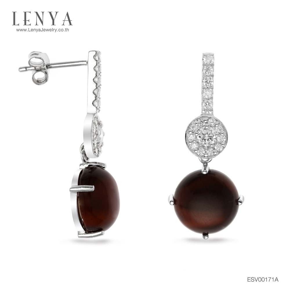Lenya Tiger Eye Earrings Have the Power to Protect and Provide Protection. Enhances Authority, Size 10 Mm, 925 Sterling Silver Body, White Gold Plated. ราคา 3,900 บาท*ส่งฟรี