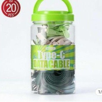 (1 toples isi 20pcs) kabel data usb flat ROBOT RGC100 Tipe C type-C usb 2.4A 100cm data cable colourfull Harga 279,000 rupiah*Gratis Ongkir