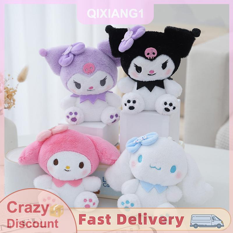  【QIXIANG1  14cm Sanrio kawali kuromi Hello Kitty giai điệu của tôi cinnamorol gối đồ chơi sang trọng plushie Keychain nhồi bông búp bê mặt dây chuyền cho Kid Quà Tặng 
