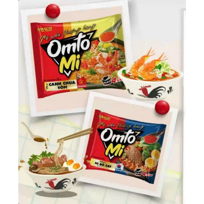 Thùng Mì Omachi OMTOMI 101-126g Mì Nấu Thượng hạng