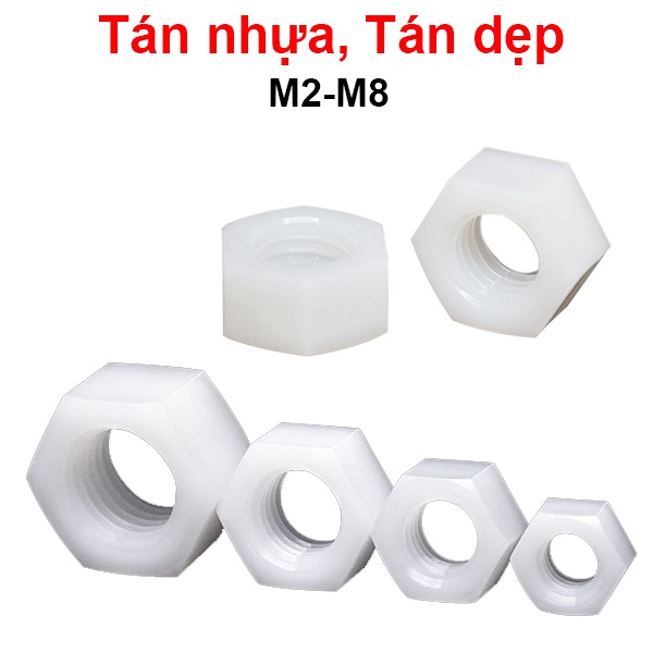 Đai ốc, tán dẹp, tán Ecu M3 nhựa trắng
