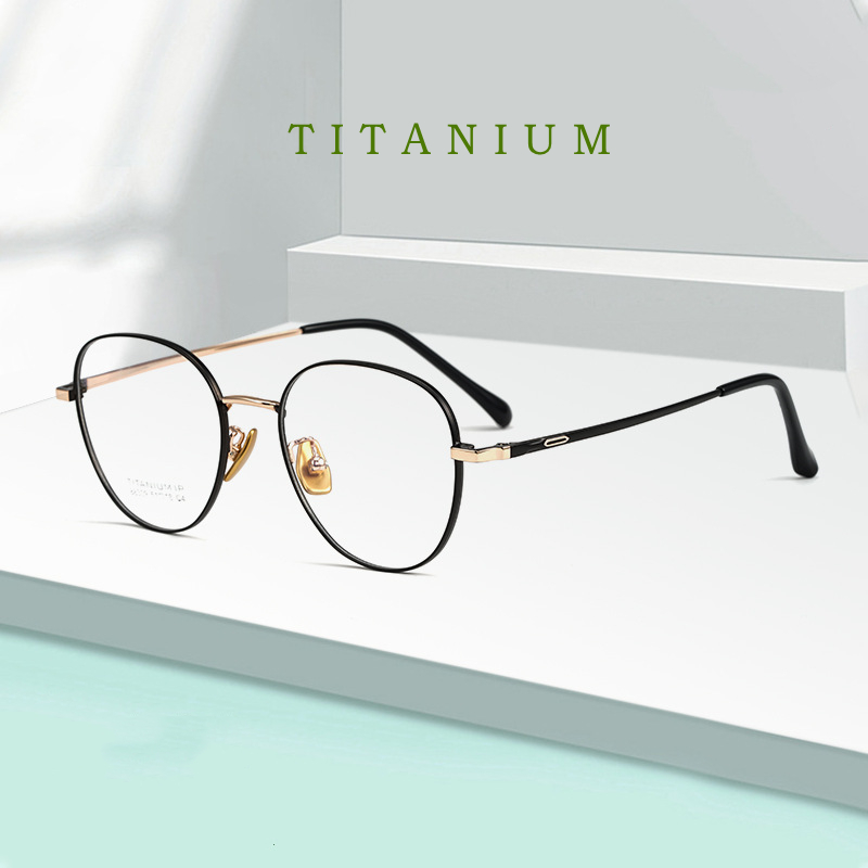 YIMARUILI Gọng Kính Mắt Tròn Nam Bằng Titan Nguyên Chất Hoài Cổ Cá Tính