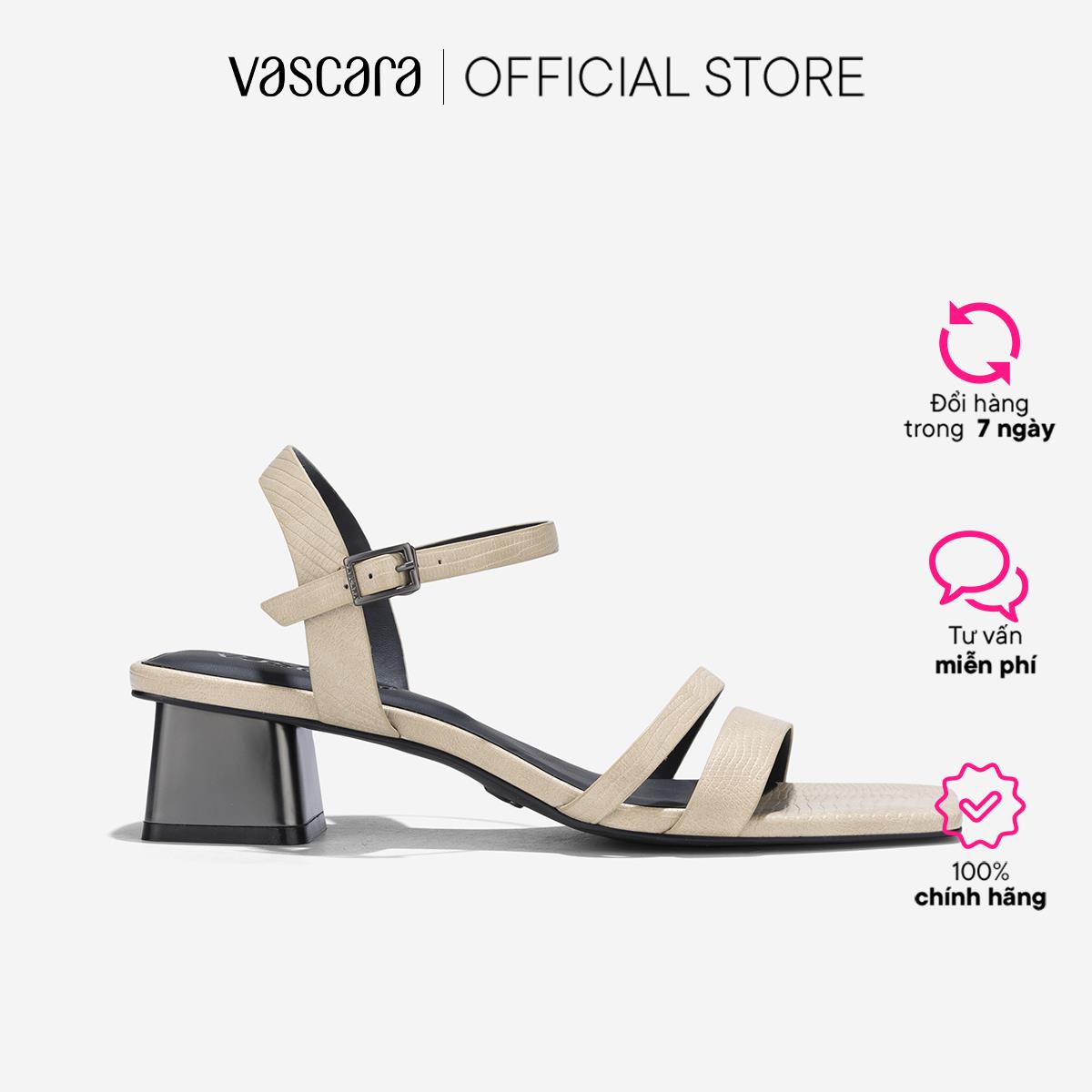   Voucher 50K | 15.11  Vascara Giày Sandals Vân Kỳ Đà Nhấn Gót Aluminium - SDN 0798 