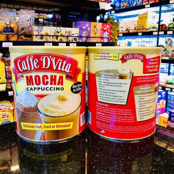 Cà phê sữa hòa tan Mocha Cappuccino của Caffe D'Vita Mỹ hộp 1.8kg