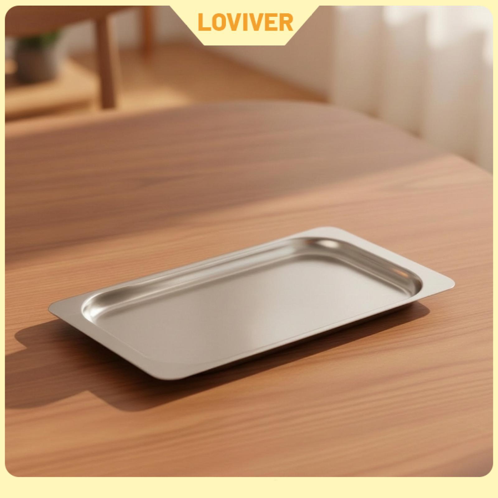 เครื่องครัวและอุปกรณ์บนโต๊ะอาหาร Loviver ถาดเงินพร้อมพื้นผิวสะท้อนแสง ถาดสแตนเลส ที่ได้แรงบันดาลใจจากวินเทจ หรูหราไม่ซีดจางสำหรับโฮสต์ โต๊ะรับประทานอาหาร โต๊ะเครื่องแป้ง ราคา 2,489 บาท*ส่งฟรี