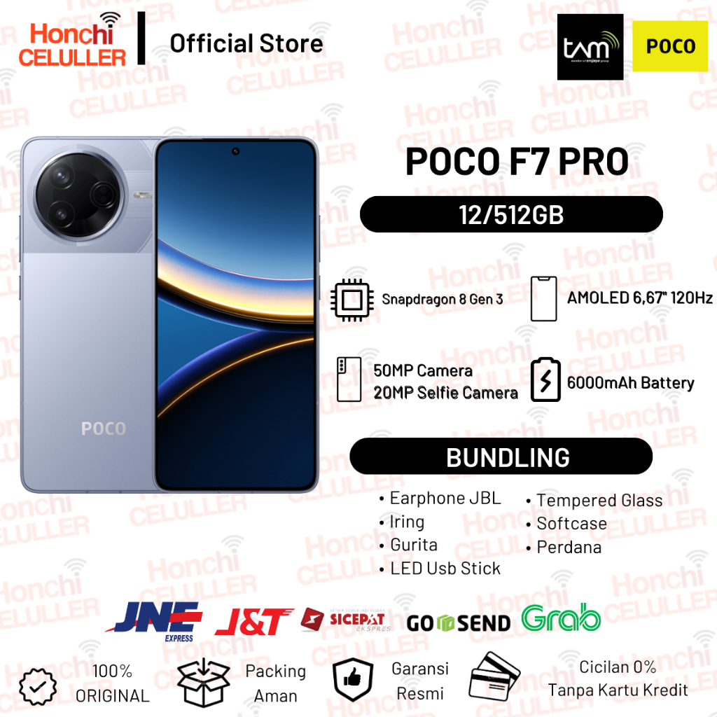 Xiaomi POCO F7 Pro 12/512GB | Snapdragon 8 Gen 3 | 6000mAh | 2K 120Hz AMOLED | 50MP Camera OIS Garansi Resmi Harga 7,499,000 rupiah*Gratis Ongkir
